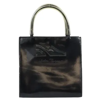 Ferragamo Vintage Patent Leather Black Patent_Leather Handbag (Pre-Owned)