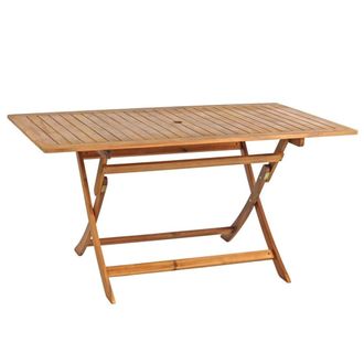 Brigros Mesa plegable con listones de acacia engrasados en marr&oacute;n