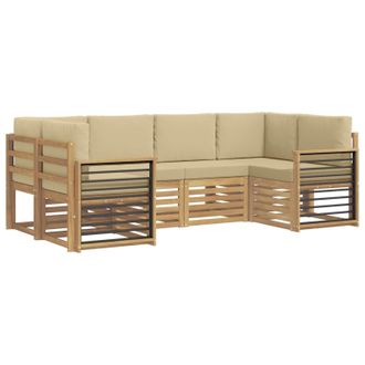 vidaXL Conjunto De Sof&aacute; Seccional 6 Pcs Y Beige 245 X 128,5 X 73 Cm Vidaxl