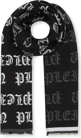 Philipp Plein Long Scarf Gothic Plein - unisex - Wintersjaals - Zwart - ONE Size - Wol - Accessoires
