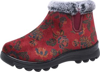 Generic Womens Boots Fashion Casual Sneakers Breathable Flat Casual Shoes Winter Padded Warm Womens Boots Women Winter Boots Wide Calf (Red, 6.5)