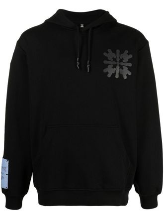 McQ by Alexander McQueen abstract-print cotton hoodie - Black