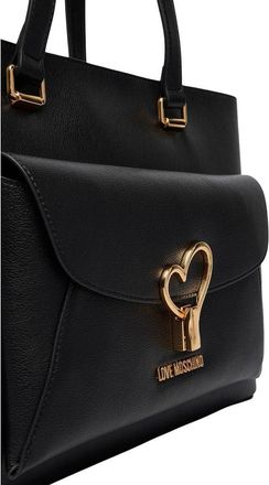 Love Moschino Womens Gold Heart-Detailed Polyurethane Shoulder Bag Black