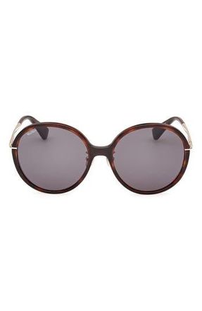 Max Mara 58mm Round Sunglasses in Dark Havana /Smoke at Nordstrom Rack