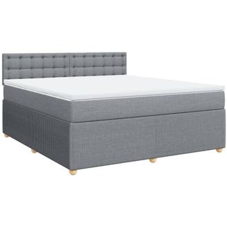 vidaXL Vidaxl - Cama Box Spring Con Colch&oacute;n Tela Gris Claro 180x200 Cm