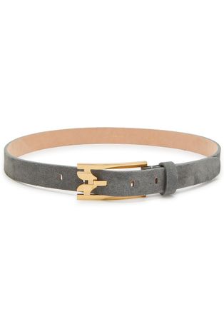 Victoria Beckham Pin-buckle Suede Belt - Grey - 90 (UK 14 / XL)