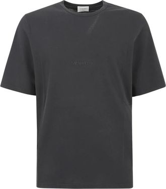 Saint Laurent Tops, Heren, Zwart, L, Katoen, Washed Cotton T-Shirt