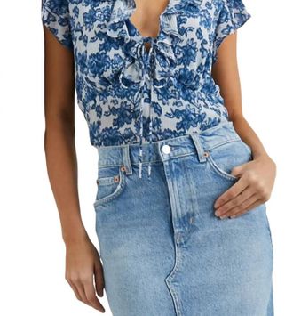 Rails Carmine Top In Chambray Floral