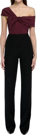 Roland Mouret Assymetric Stretch Cady Top In Maroon
