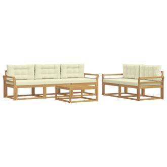 vidaXL Conjunto De Sof&aacute;s De Exterior Con Coj&iacute;n 6 Pcs Blanco Y Crema Vidaxl