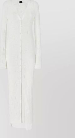 Pinko v neck long sleeve ribbed dress slit