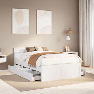 Berkfield Home Bed Frame without Mattress with Headboard White 120x190 cm Small Double Solid Wood Pine