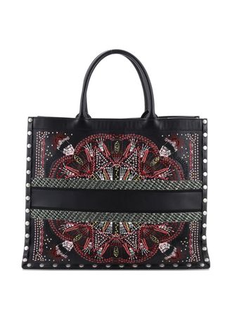Dior Book Embroidered Studded Leather Large tote bag - Black