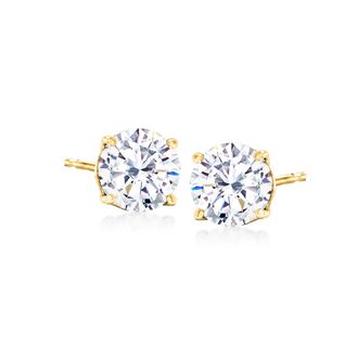 Ross-Simons CZ Stud Earrings in 18kt Yellow Gold
