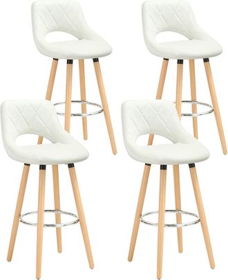 Woltu Woltu 4x Taburetes De Bar Con Respaldo Sillas De Cocina Juego De 4 Taburetes Altos Cocina Marco De Madera Maciza Imitaci&oacute;n De Cuero Silla De Dise&ntilde;o Ma