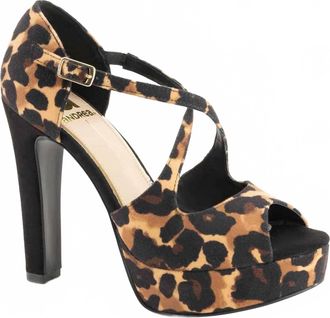 Andrea Womens Leopard Print High Heel Sandals In Brown
