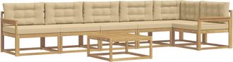 vidaXL Conjunto De Sof&aacute;s De Exterior 7 Uds. Y Beige Poli&eacute;ster Vidaxl