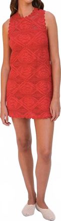 Saylor Irene Linear Rose Crochet Mini Dress In Red