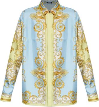 Versace Blouse met barokprint - Blauw