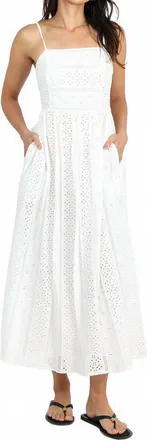 Greylin Portia Cotton Eyelet Midi Dress In White