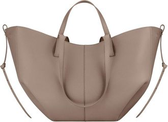 Generic Genuine Leather Womens Tote Bag - Large Capacity Barrel-shaped Commuter Shoulder Bag (Grey large [with label])