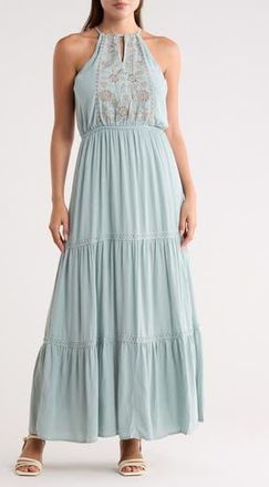 Lovestitch Tiered Halter Dress in Seafoam/Taupe at Nordstrom Rack, Size Medium