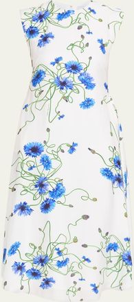 Stella McCartney Floral Print Hammered Viscose Midi Dress