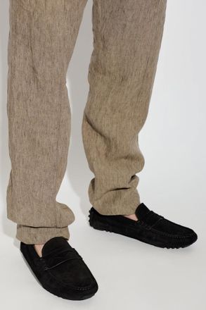Emporio Armani Suede Moccasins, Mens, Black