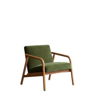 Tikamoon Sill&oacute;n de roble macizo y terciopelo verde