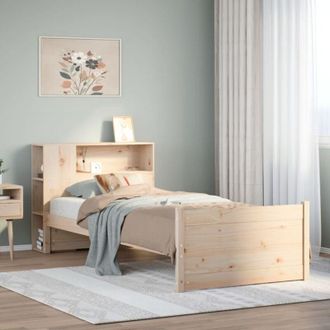 vidaXL Cama Con Estanter&iacute;a Sin Colch&oacute;n Madera Maciza De Pino 75x190 Cm Vidaxl
