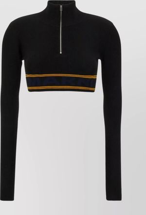 Marni ribbed funnel neck cropped sweatshirt