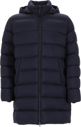 Herno Extended-Length Padded Down Jacket with Hood and Streamlined Design