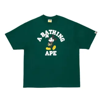 A Bathing Ape x Disney Mickey Mouse College Relaxed Fit T-Shirt Green 0ZXTEM930101Q-GRN