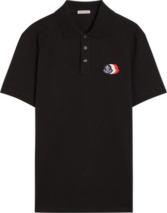Moncler Logo-appliqu&eacute;d Piqu&eacute; Cotton Polo Shirt - Black - Xxl