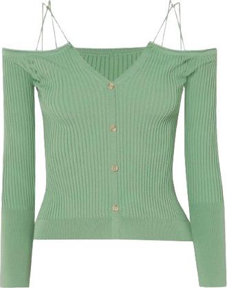 Jacquemus Sage Green Tordu Cold Shoulder Cardigan Size XS
