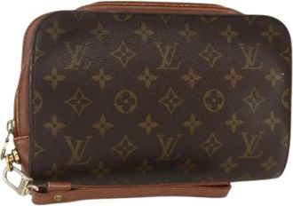 Louis Vuitton Pre-owned Monogram Clutch - Dames - Vintage Clutch - Bruin - ONE Size - Leer - Vintage