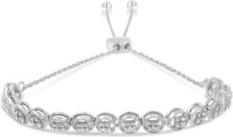 House of Brilliance Silver 1/10 Cttw Diamond Bolo Bracelet in White at Nordstrom