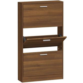 vidaXL Vidaxl - Mueble Zapatero Madera Contrachapada Marr&oacute;n Roble 59x17x108 Cm
