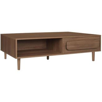 Sweeek Vintage walnut wood effect coffee table with 1 drawer, Juliana 120x55x38 cm