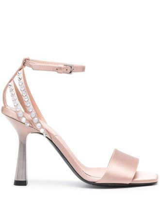 Alberta Ferretti 90mm crystal-embellished sandals - women - Silk/Calf Leather/Calf Leather/Silk/Viscose/Viscose - 38.5 - Pink