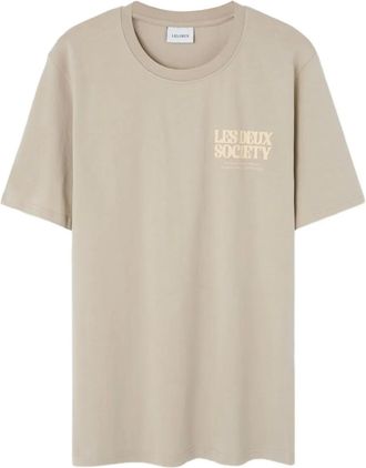 Les Deux logo-print T-shirt - men - Cotton - M - Neutrals