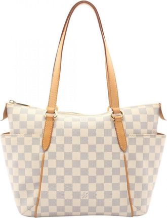 Louis Vuitton White Damier Azur Pvc Coated Canvas Leather Tote Bag (Pre-Owned)
