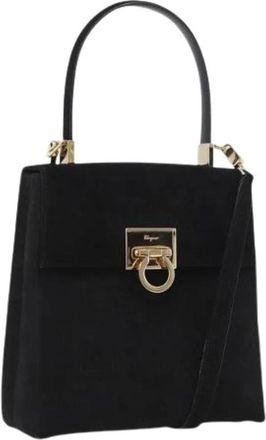 Ferragamo Pre-owned Hand Bag - unisex - Vintage Handtas - Zwart - ONE Size - Su&egrave;de - Vintage