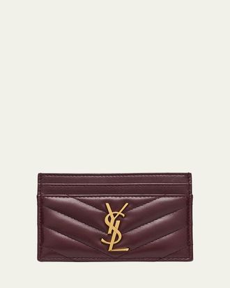 Saint Laurent Cassandre YSL Monogram Card Case in Quilted Smooth Leather