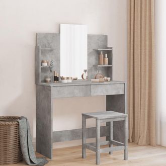vidaXL Toeletta Con Specchio Grigio Cemento 96x39x142 Cm - Vidaxl