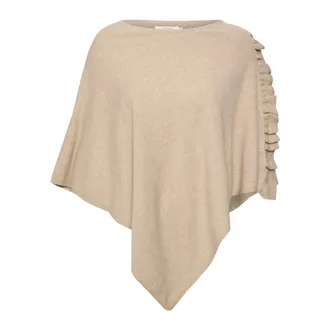 Cream Poncho Oversize con Dettaglio a Balze - - Jackets - Donna - Rosa - ONE SIZE