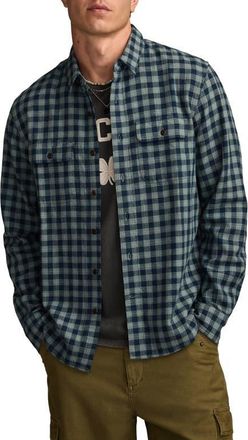 Lucky Brand Humboldt Plaid Twill Utility Shirt in Green Multi at Nordstrom, Size Xx-Large