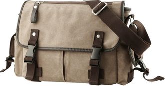 Generic Compatible For Vintage Canvas Leather Men Travel Bags Carry On Luggage Bag Duffel Handbag Tote Large Weekend(A-Khaki-17L)