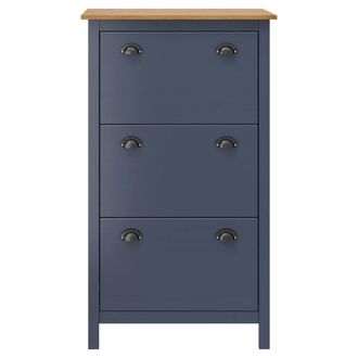 Berkfield Home Shoe Cabinet Hill Grey 72x35x124 cm Solid Pine Wood in Dark Navy | Size: 72 x 35 x 124 cm