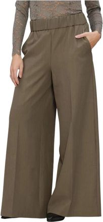 Notre-V Nv-Irina Wijde Broek - Dames - Broeken - Bruin - Maat: S
